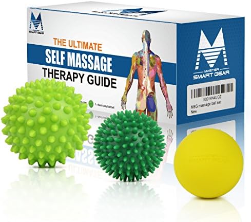 MSG BACK and FOOT PAIN Massage Balls for Plantar Fasciitis Treatment with Reflexology, Acupressure and Trigger Point Therapy - Set of 3 Spiky + Lacrosse Balls with Bonus User Guide eBook