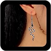 Erimberate Punk Snake Dangle Earrings Serpent Drop Earrings Black Viper Hook Earrings Retro Cobra Earrings Gothic Crystal Snake Earrings Jewelry for Women