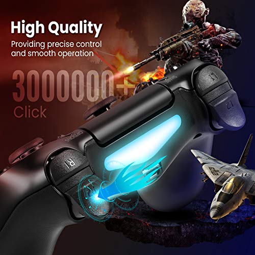 Medvoe Wireless Game Controller for PS4, Built-in 1000mAh Battery/Speaker/Gyro/Motor Joystick Remote Gamepad for Playstation 4/Slim/Pro Console - Jet Black