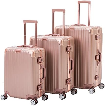 ORKAN AL frame design hard shell luggage Carry On Suitcase 1pc/3 pcs 4 wheels/light weight/TSA Lock Rose Golden