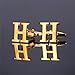 U7 Men's 18K Gold Plated Initial Cufflinks (Letter H)