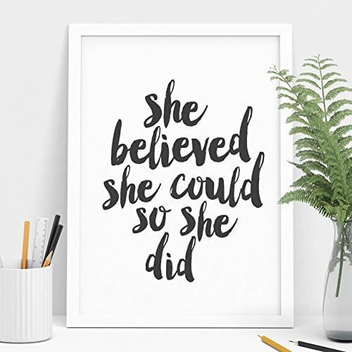 She Believed She Could So She Did Inspirational Print Home Decor Typography Poster Wall Art
