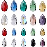 KISSITTY 100pcs/box Faceted Teardrop Glass Charms Mixed Color for DIY Jewelry Making