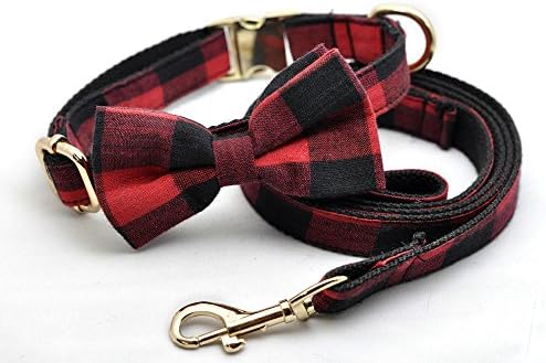 Buffalo Plaid Bow Tie Collar and Leash Set