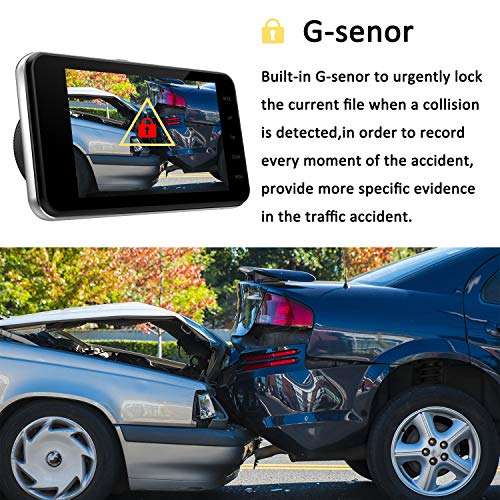 Dual Dash Cam Front and Rear, NINE CUBE 1080p HD Driving Recorder,Car DVR Dashboard Camera, 4" IPS Screen, 170° Super Wide Angle, G Sensor, Loop Recording, Parking Monitor, Motion Detection - Thumbnail 3