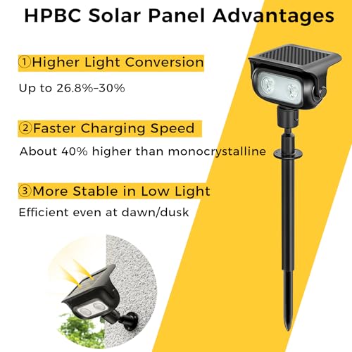 MEEKBOS Luces Solares LED Exterior para Jardín con Estaca, 3000K Luz Cálida, Sensor Crepuscular, IP65 Impermeables, Lámparas Solar para Camino, Patio, Césped y Paisajismo, Pack de 6