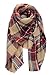 QIXING Women's Tassels Soft Plaid Tartan Scarf Winter Large Blanket Wrap Shawl Brown Red