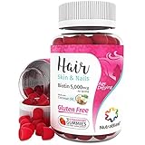 NutraBlast Biotin 5000 mcg Enhanced with Coconut Oil - Hair, Skin and Nails Vitamins - Made in USA (90 Strawberry Gummies)
