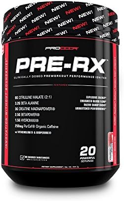 Pre Rx - #1 Fully Clinically Dosed, Scientifically Formulated Performance Pre Workout with 7 Trademarked/Patented Ingredients Naturally Flavored (Strawberry Dragonfruit (20 Servings))