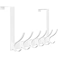 Peasulin Over The Door Hooks, Sturdy Door Hanger, Large Over The Door Towel Rack with 12 Hooks, Heavy Duty Easy to Install, for Bathroom, Bedroom，Kitchen，Hanging Towels, Coats (White)