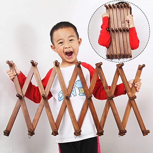 WEBI Accordion Wall Hanger,Expandable Wooden Coat Rack Wall Mounted