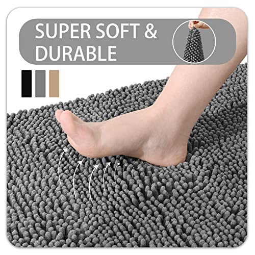 Ompaa Chenille Indoor Door Mat Entryway Rug, 36x24 Grey, Super