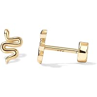 PAVOI 14K Gold Plated 925 Sterling Silver Posts Pair of Flat Back Stud Earrings for Women | Cartilage Helix Piercing | Heart