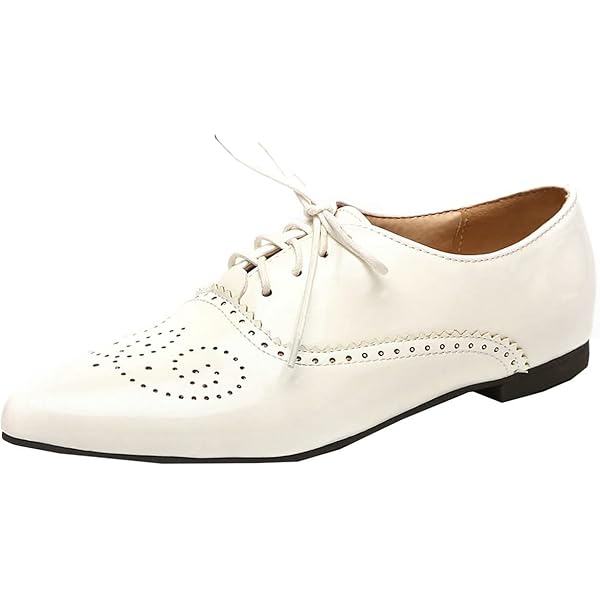 LarDorLin Cordones Oxford Mujer Punta Rojoonda Brogue Oficina Trabajo