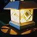 Sogrand Solar Post Cap Lights Outdoor Waterproof Super Bright 20 Lumen Deck Lights 2Pack for 4x4 5x5 6X6 Silver Post Lamp Light Warm White LED Caps Lantern for Fence Yard Walkway Porch