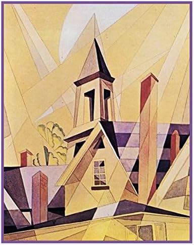 Church in Provincetown Cubist Precisionism by American Artist Charles Demuth Counted Cross Stitch Pattern