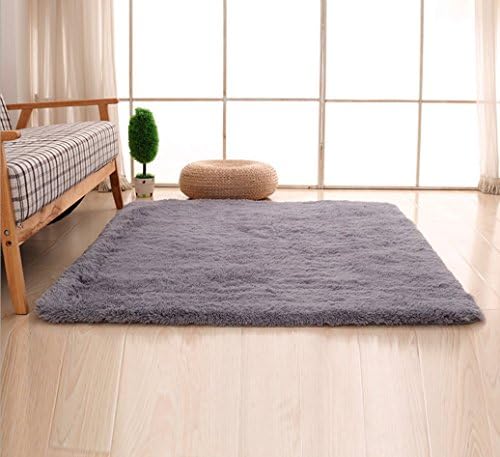 Bnxbb Ultra Soft 4Cm Thick Indoor Modern Shag Area Rugs Pads,Home Decor,Rectangle ,Size:24" x 47"(60Cm X 120Cm)(Grey)