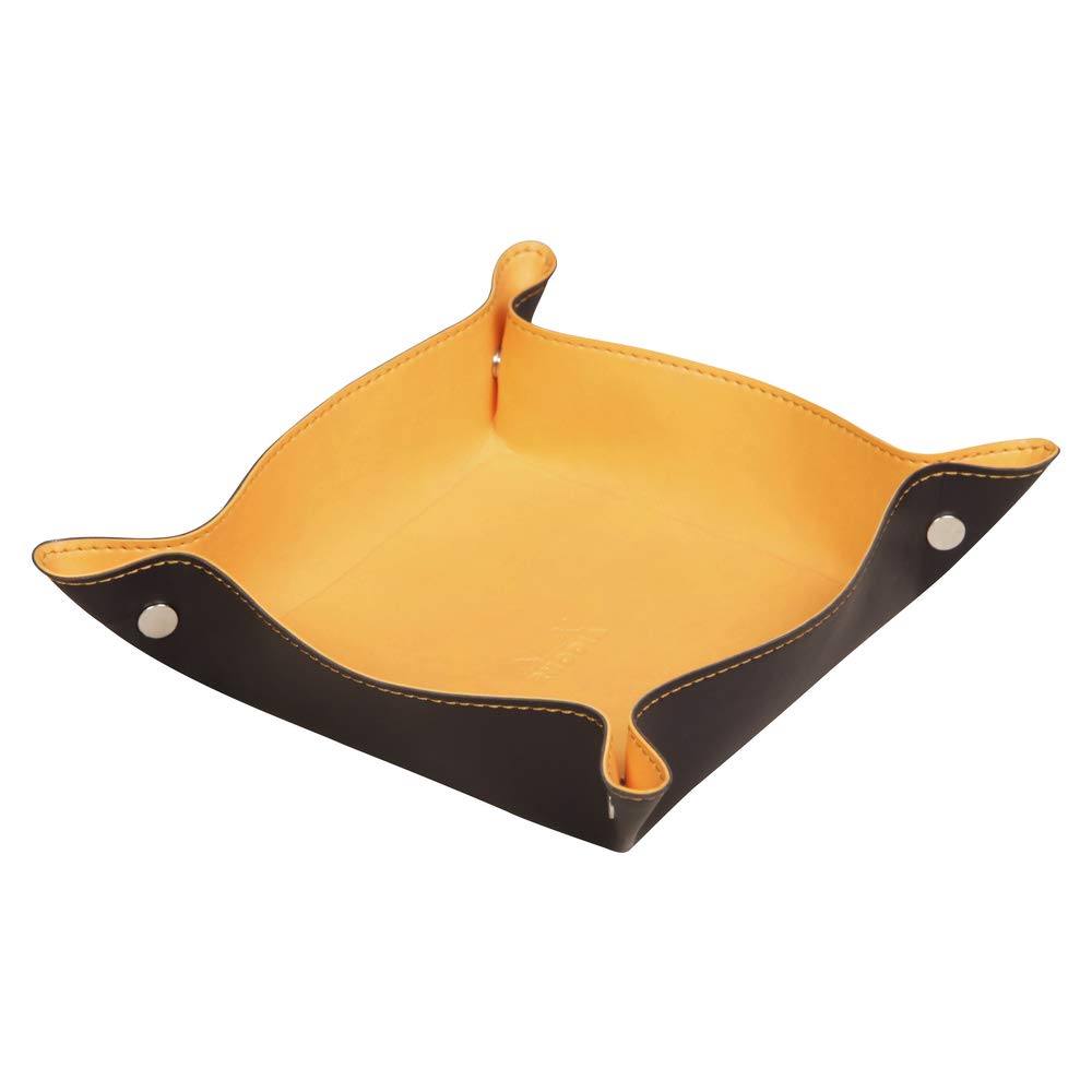 RHODIA 118850C - Black Reversible Tidy Box - 12x12x4.5 cm - Orange Saddle Stitching, Magnetic Corners - Faux Leather - Rhodiarama Home Office Collection - Office Organization & Designer Storage