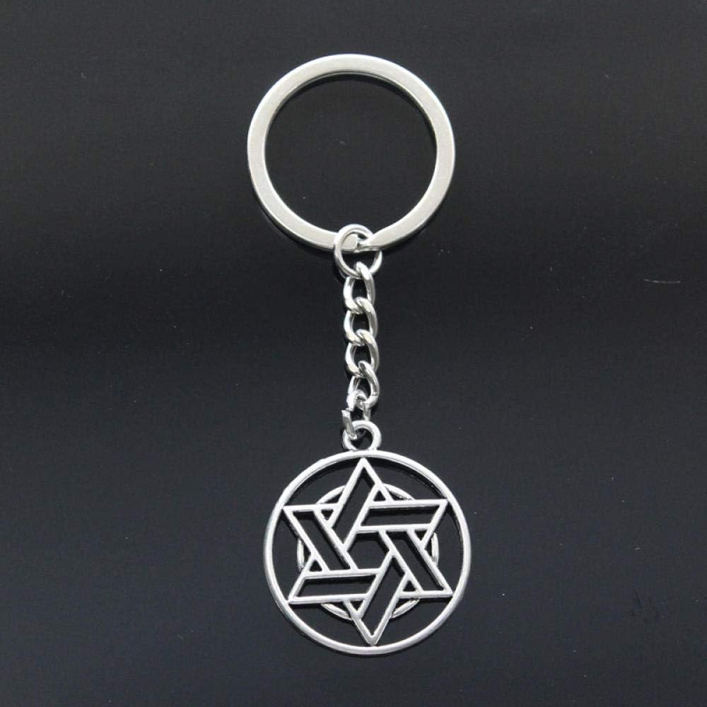 Star of David Keychain for Men Crest Pendants Car Keychain Ring Holder