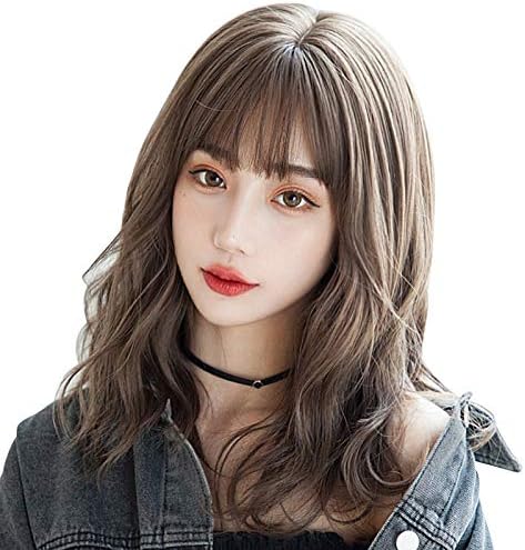 ウィッグ かつら ミディアム Candybay レディース 巻き毛の短い空気前髪ウールロール フルウィッグ ゆるカール 女性用 かつら日常 耐熱 ネット付き