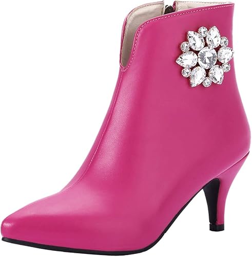 Amazon Jojonunu 靴 レディース ポインテッドトゥ ブーディ ヒール アンクルブーツ ジッパー パーティー靴 39as Meihong シューズ バッグ