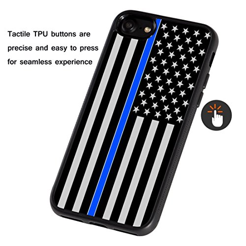 iPhone 8 Case,AIRWEE Slim Anti-Scratch Shockproof Silicone TPU Back Protective Cover Case for iPhone 8 4.7 Inch,Thin Blue Line US Flag Law Enforcement - Thumbnail 4