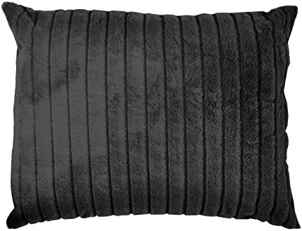 Decorative Throw Pillow|Plush Sofa / Couch / Chair / Bed Cushion|Luxury, Super Soft and Comfortable Corduroy Velvet Cover with Stripes|Elegant Home and Patio Décor|Made In USA|20" x 26" (Black)