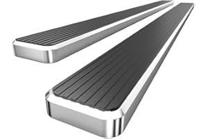 HD Ridez Running Board 5" Silver Compatible with Ford F150 2015-2023 SuperCrew Cab & F150 Lightning 2022-2023 & F-250 F-350 S