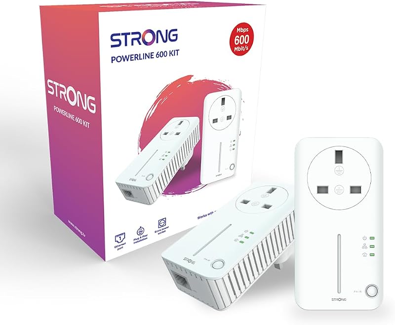 Strong AV600 Powerline Kit 600Mbps Data Transfer Plug and Play 2 Pack