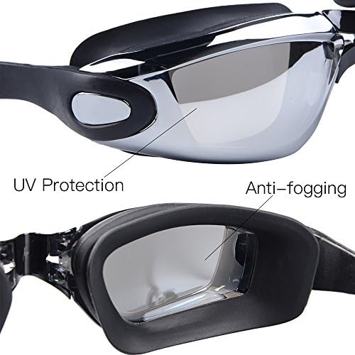 ZLF Swimming Goggles with Comfortable Soft Ear Plugs Anti-fog UV Protection Clear No-Leaking Triathlon Swim Goggles with Free Protection Case Prescreption Goggles for Men Women Youth Kids