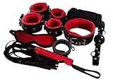 New 2018 Hot 8 Pcs Health & Personal Care Rich Premium PU Leather Kit - Collar, Mask, etc (Black & Red)