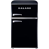 Galanz GLR31TBKER Retro Compact Refrigerator, 3.1 Cu.Ft Mini Fridge with Dual Doors, Adjustable Mechanical Thermostat with Tr