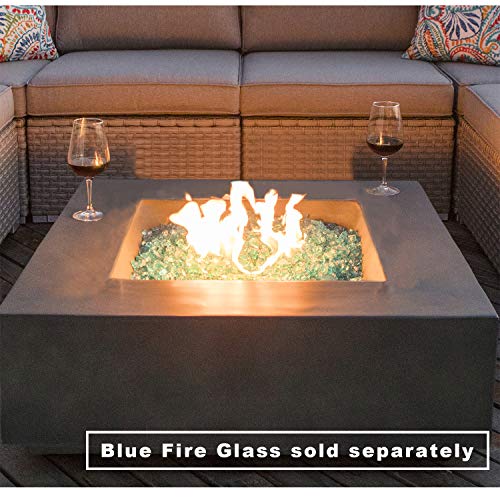 COSIEST Outdoor Propane Fire Pit Coffee Table w Slate Gray Square Faux
