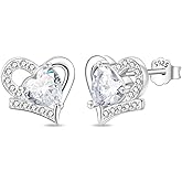 HUIPOJUE 925 Sterling Silver Stud Earrings for Women, Hypoallergenic Flat Back Earrings Jewelry Gifts for Sensitive Ears