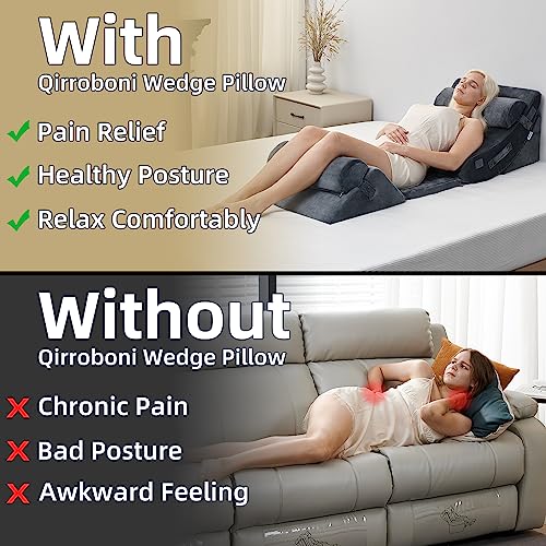 Qirroboni 6PCS Orthopedic Bed Wedge Pillow Set, Adjustable Pillows for