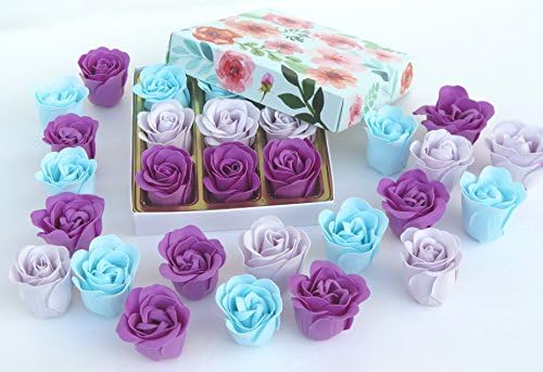 Easter Basket Rose Bath Bombs, Nine Rose Flower Bath Bombs with Blue flower box.