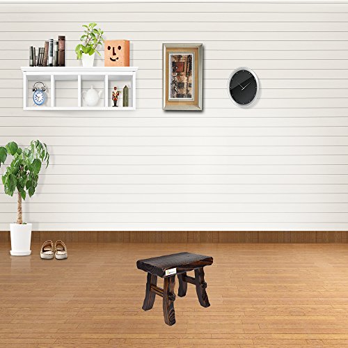 Geboor Wood Foot Stool Waterproof Anti Corrupt Carbonized Material Free Assembly Dark Brown