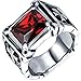 Men's Vintage Large Crystal Stainless Steel Dragon Claw Cross Ring Band Gothic Biker Knight Silver Red Size 11