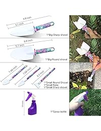 Vanshi Juego de herramientas de jardín, 10 piezas herramientas de jardinería con estampado de flores moradas, kit de jardinería incluye alfarería ergonómica para tijeras de podar con estuche de transporte, set de regalos de jardinería para mujeres