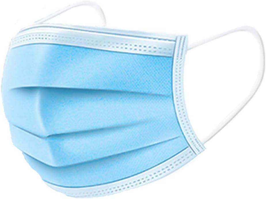 3-Ply Anti Dust Mask, Disposable Face Mouth Masks, Universal Fit, Breathable Face Mask with Ear Loops - White/Light Blue - 20PCS