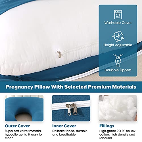 Elover Pregnancy Must Haves Pregnancy Pillow UShaped Full Body Maternity Support Pillow Pregnant Women Replaceable Washable Velvet Cover Size 57 Blac