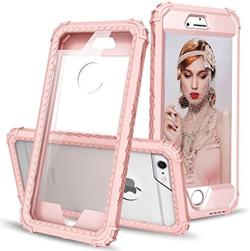 iPhone 6 Case,Wisecoco iPhone 6s Case for girls, Anti-slip Bumper Shockproof 2 IN 1 Full Body Protective Case Back Clear Design Cover for Apple iPhone 6/6S 4.7 Inch (Rose Gold)