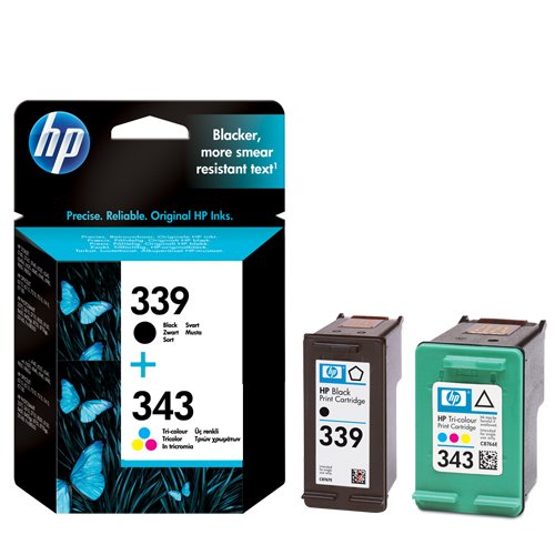 HP 339 343 black colour ink cartridge Deskjet/PSC/Photosmart/Officejet/Digital Copier printers - Easy Mail Packaging - Foil Inks