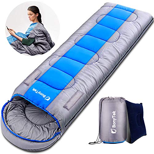 BonyTek Sleeping Bags, Upgraded Waterproof Camping Sleeping Bag, Adults & Kids Camping Gear Equipment for Indoor & Outdoor Hiking, Traveling and Backpacking, Perfect for 4 Season Warm Cool Weather