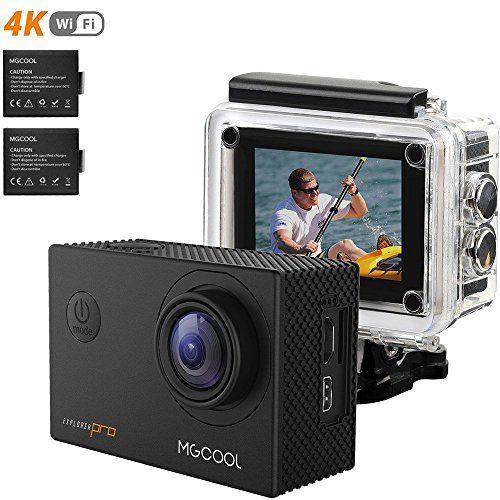 MGcool Pro Action Kamera 4K mit 2X Akkus FHD 16MP Actioncam 170° Ultra Weitwinkel Soport Cam 1080P/60fps Unterwasser Action Camera mit Montage Zubehör