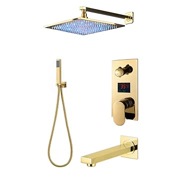 Amazon Com Shower System Bathroom Golden Polished Digitail