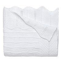 Elegant Baby Premium 100% Cotton Knit Blanket, White Texture Knit, 30" x 40"