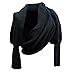 Losuya Women Solid Scarf with Sleeves Crochet Knit Long Soft Wrap Shawl Scarves (Black)