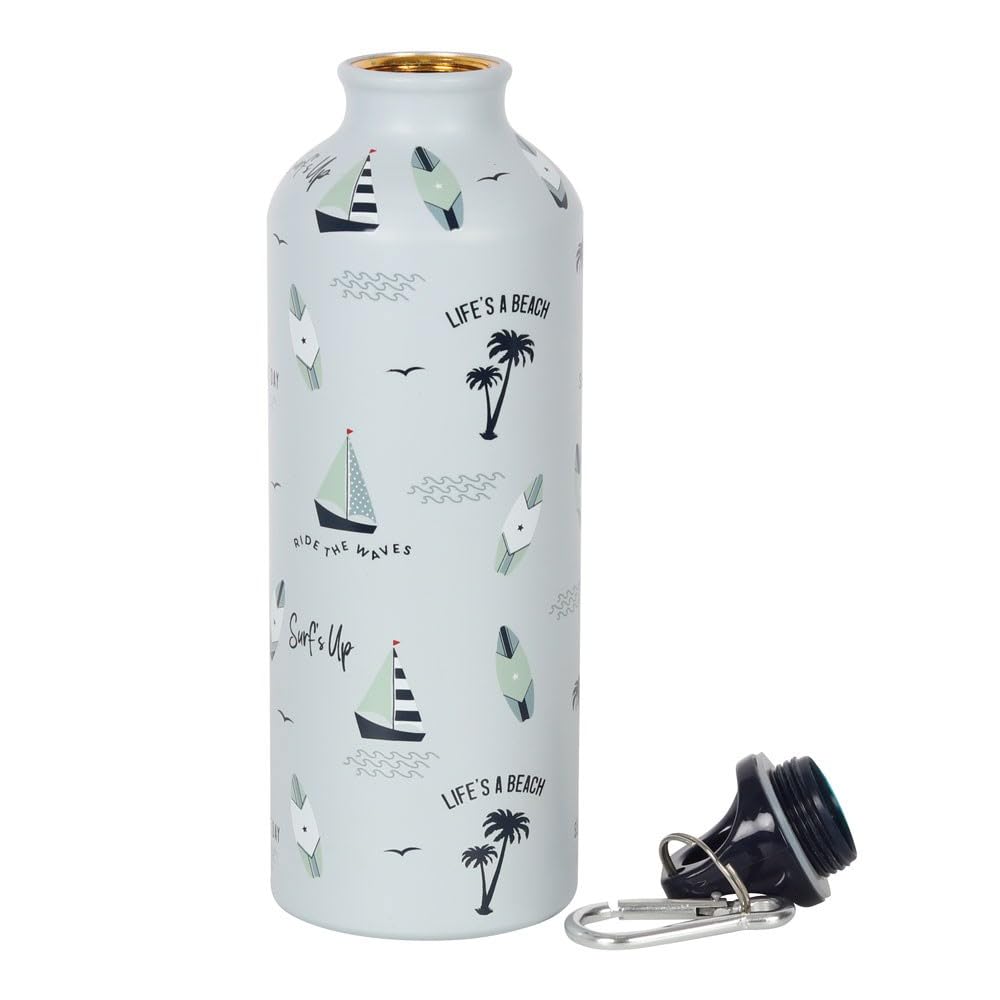 Surf's Up Sea Waves Nautical/Tattoo Skulls 500ml Reusable Metal Water Bottle (Surf's Up)