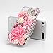 iPod Touch 6th Generation Case - Mavis's Diary 3D Handmade Luxury Bling Pink Flowers with Cute Bow Shiny Crown Diamonds Clear Case Hard Cover For iPod Touch 6th Generation with Dust Plug & Crystal Pen